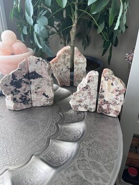 Pink zebra jasper bookends